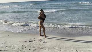 Monika Fox - I'm in a black bodysuit on the beach! Watch my video by subscribing o...